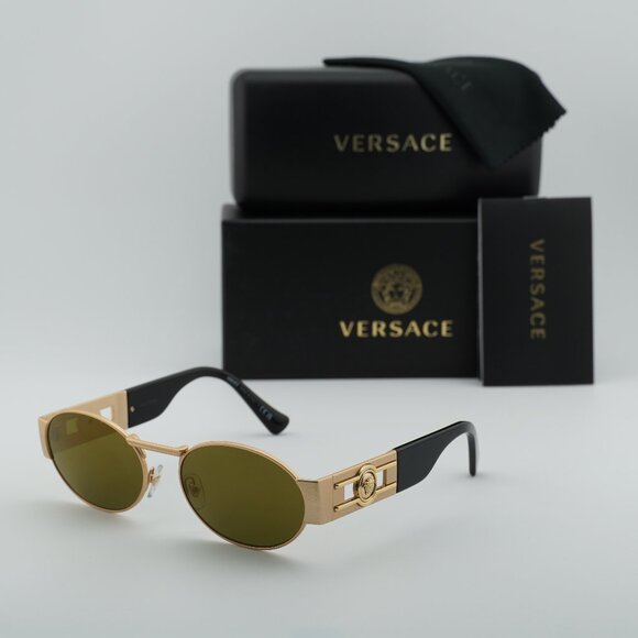 Versace VE2264 10025A Oval Sunglasses – Gold/Brown Gold Mirror - Picture 1 of 10